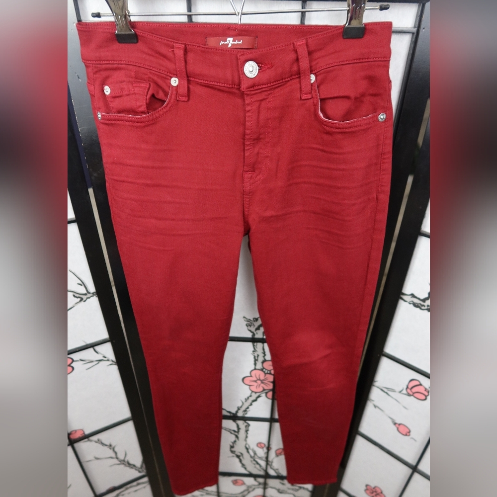 7 For All Mankind Red Skinny Jeans Size 27